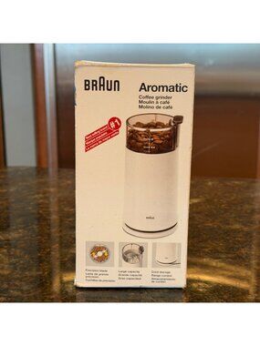 Braun Aromatic Coffee Grinder KSM 2 White 2.5 Oz Cord Storage Precision Blade Du
